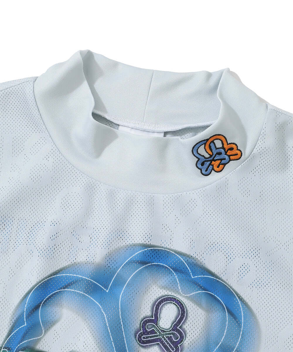 Clava Mesh Jacquard Mock Neck